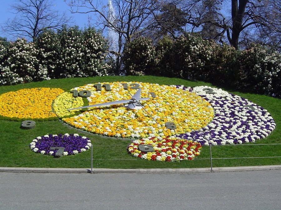 Цветочные часы в Женеве, Швейцария